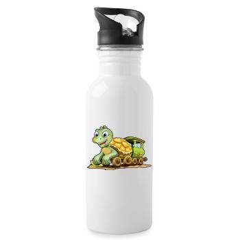 Turtle Railroad Turtle Rides Railroad - Water bottle with straw - white - Right