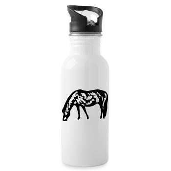 Pferde T-shirt Geschenk Reiter  - Trinkflasche mit integriertem Trinkhalm - Weiß - Rechts
