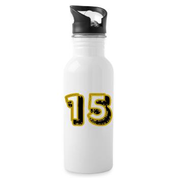 15. 15 YEARS. 15th ANNIVERSARY. 15 YEAR ANNIVERSARY. - Water bottle with straw - white - Right