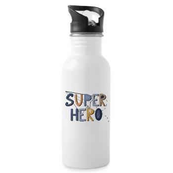 Super Hero – Starkes Design 🦸‍♂️⭐ - Trinkflasche mit integriertem Trinkhalm - Weiß - Rechts