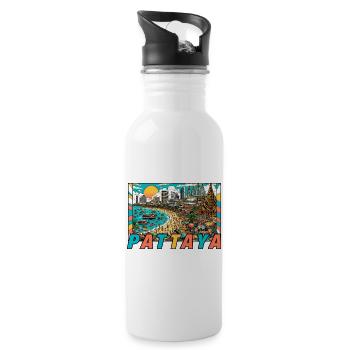 Pattaya Thailand Party Design - Trinkflasche mit integriertem Trinkhalm - Weiß - Rechts