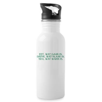 Plattdeutsch Ostfriesland "Eet, wat gaar is." - Trinkflasche mit integriertem Trinkhalm - Weiß - Rechts