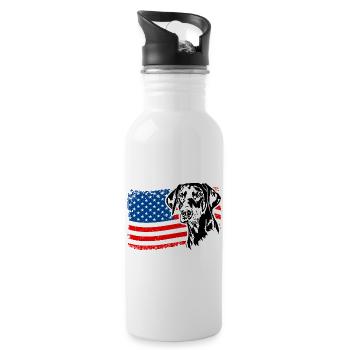 Doberman America Flag Dogs Dobie Wilsigns - Water bottle with straw - white - Right