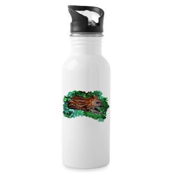 Tierbaby shirts, liegendes Tapirbaby - Trinkflasche mit integriertem Trinkhalm - Weiß - Rechts