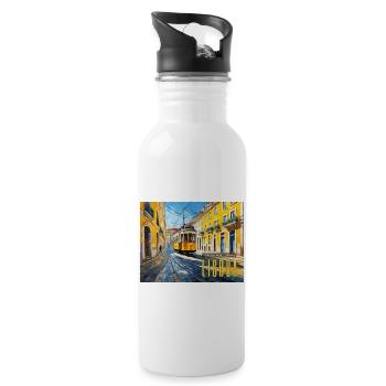 Cheira Lisboa, Sehnsucht nach Lissabon by Franky - Trinkflasche mit integriertem Trinkhalm - Weiß - Rechts