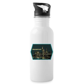 Illustration, Panoramablick Frankfurt bei Nacht - Trinkflasche mit integriertem Trinkhalm - Weiß - Rechts