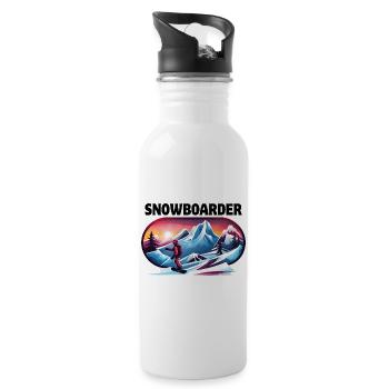 ski, snowboard, station de ski, snowboarder - Gourde avec paille intégrée - blanc - Droite