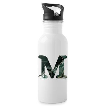 Green marbled letter m - Water bottle with straw - white - Right
