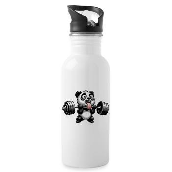 Panda Workout Musculation Haltérophile Drôle - Gourde avec paille intégrée - blanc - Droite