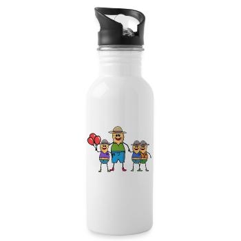 Peanut Dad Father Kids Single Parent - Water bottle with straw - white - Right