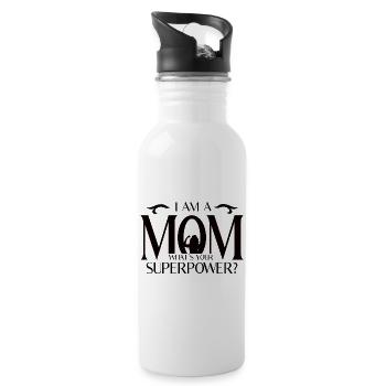 I am a mother – What is your superpower? - Water bottle with straw - white - Right