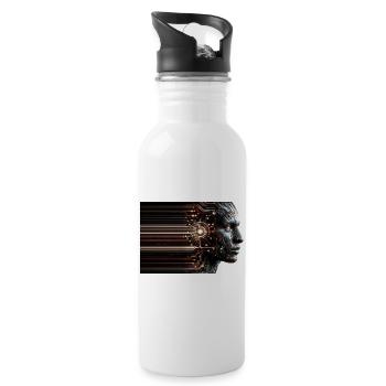 Digital Ghost Cyborg Design - Water bottle with straw - white - Right