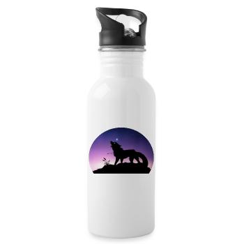 Voyage d'un Loup Stellaire - Silouhette Nocturne - Gourde avec paille intégrée - blanc - Droite