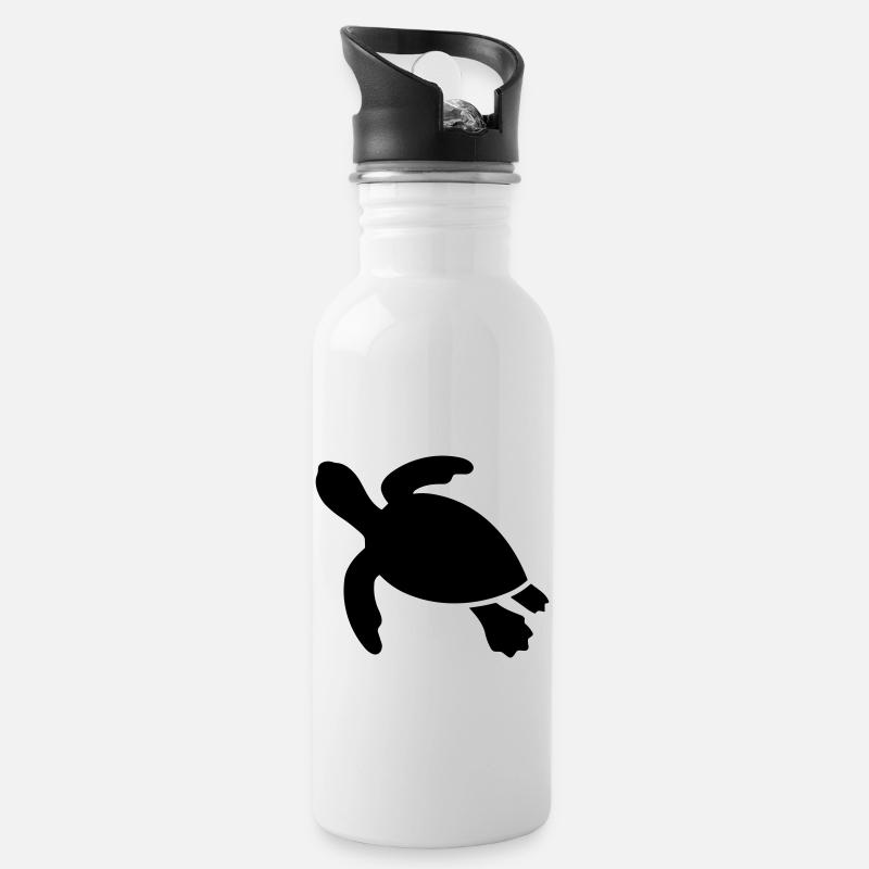 Schildkröte - Trinkflasche mit integriertem Trinkhalm - Weiß
