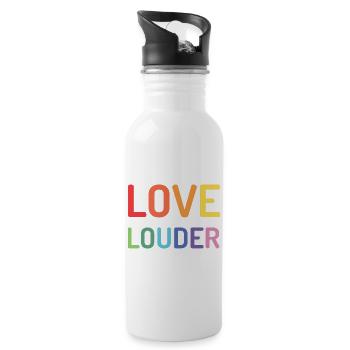 LGBT Pride Month - Love Louder - Water bottle with straw - white - Right