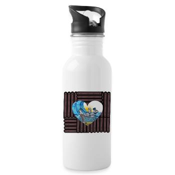 Seagulls Seagull Sea Sun Ocean Coast - Water bottle with straw - white - Right