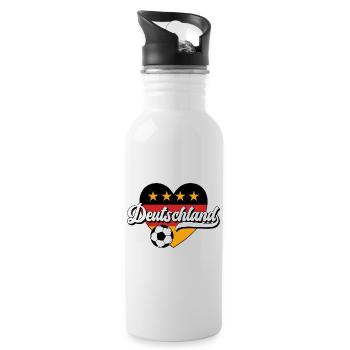 Deutschland - Trinkflasche mit integriertem Trinkhalm - Weiß - Rechts