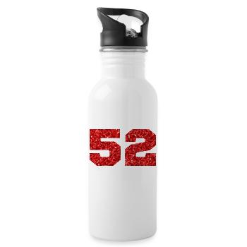 Numéro 52 paillettes rouge - 52e anniversaire - Gourde avec paille intégrée - blanc - Droite