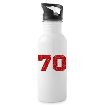 70 paillettes rouge - 70e anniversaire - Gourde avec paille intégrée - blanc - Droite