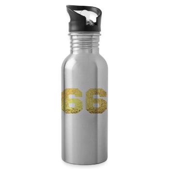 Numéro 66 paillettes doré - 66e anniversaire - Gourde avec paille intégrée - argent clair - Droite