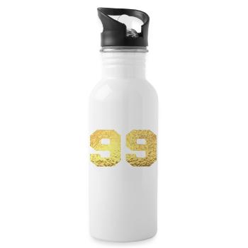 Nummer 99 Gold Glitter - 99. Jahrestag - Trinkflasche mit integriertem Trinkhalm - Weiß - Rechts