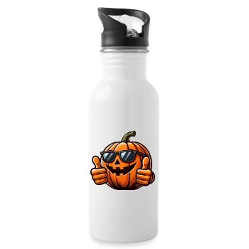 Halloween Pumpkin Horror Grin Sunglasses - Water bottle with straw - white - Right