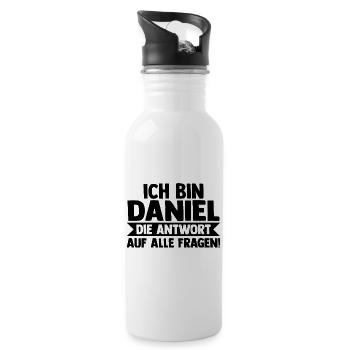 Vorname Daniel - Trinkflasche mit integriertem Trinkhalm - Weiß - Rechts