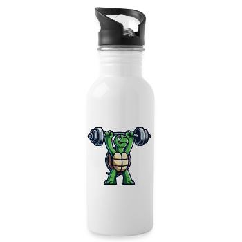Tortue Haltère Fitness Entraînement Entraînement en salle de sport - Gourde avec paille intégrée - blanc - Droite