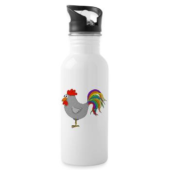 Rene Hahn - Trinkflasche mit integriertem Trinkhalm - Weiß - Rechts