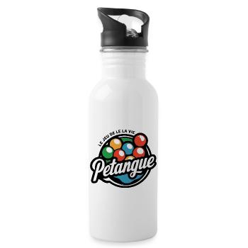 Petanque Boccia Boule Kugelspiel - Trinkflasche mit integriertem Trinkhalm - Weiß - Rechts