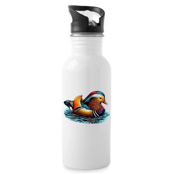 Mandarin duck - Water bottle with straw - white - Right