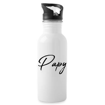 PAPY. FÊTE DES PÈRES. BONNE FÊTE PAPY. JE T'AIME. - Gourde avec paille intégrée - blanc - Droite