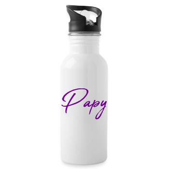 PAPY. PAPA. FÊTE DES PÈRES. BONNE FÊTE PAPA - Gourde avec paille intégrée - blanc - Droite