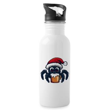 Spinne Tarantula Weihnachten Bier - Trinkflasche mit integriertem Trinkhalm - Weiß - Rechts