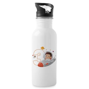3rd Birrdday Astronaut Space Adventure for Boys - Trinkflasche mit integriertem Trinkhalm - Weiß - Rechts