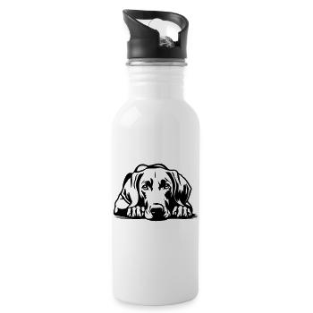 Weimaraner - Trinkflasche mit integriertem Trinkhalm - Weiß - Rechts
