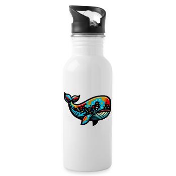 Wal - Trinkflasche mit integriertem Trinkhalm - Weiß - Rechts