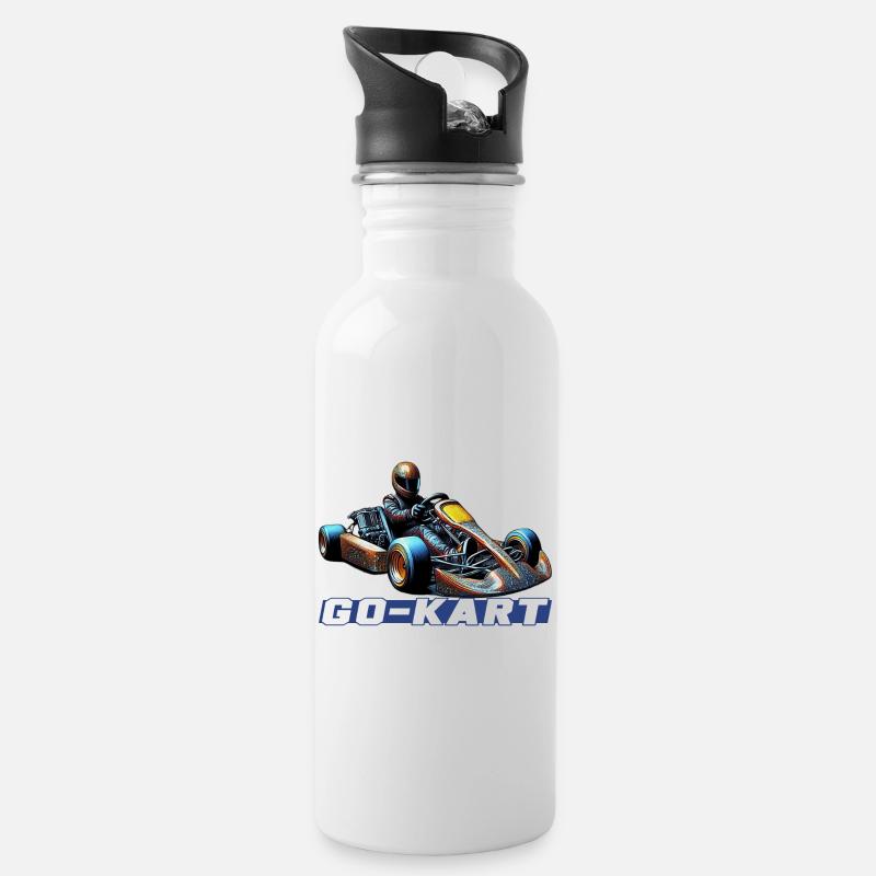 Go Kart - Trinkflasche mit integriertem Trinkhalm - Weiß