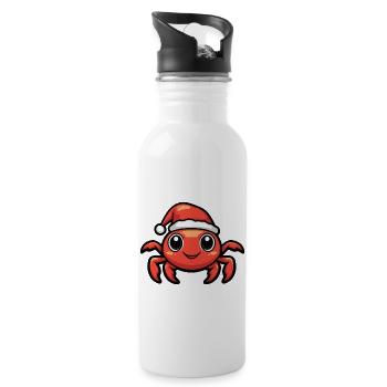 Crab Crab Christmas - Water bottle with straw - white - Right