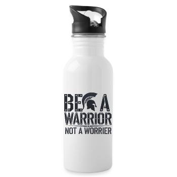 Be a warrior, not a worrier inspirational saying - Water bottle with straw - white - Right
