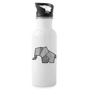 Cute elephant in origami style - Water bottle with straw - white - Right