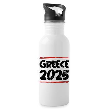 Greece 2025 Spruch - Trinkflasche mit integriertem Trinkhalm - Weiß - Rechts