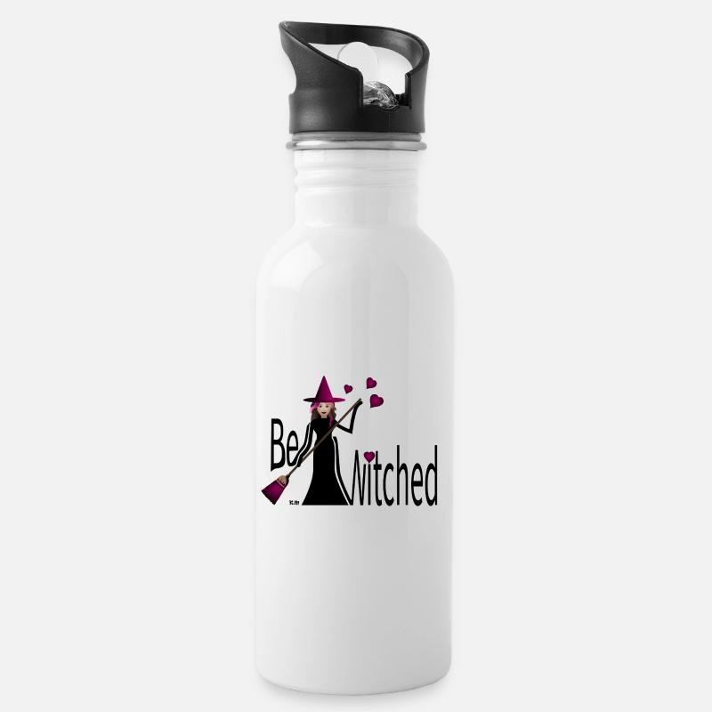 Witch - Water bottle with straw - white