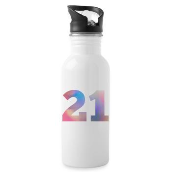 Numéro 21 coloré - Gourde avec paille intégrée - blanc - Droite