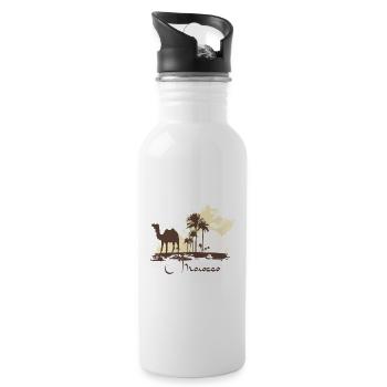 Marokko - Trinkflasche mit integriertem Trinkhalm - Weiß - Rechts