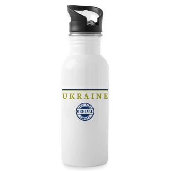 Drapeau ukrainien, j’adore l’Ukraine - Gourde avec paille intégrée - blanc - Droite