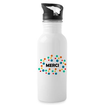 VIELEN DANK. DANKE. VIELEN DANK. JAHRESTAG. GEBURT. - Trinkflasche mit integriertem Trinkhalm - Weiß - Rechts