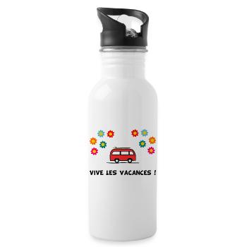 GELIEBTE. HERZ. MEISTER. VIELEN DANK. DANKE HERRIN. - Trinkflasche mit integriertem Trinkhalm - Weiß - Rechts