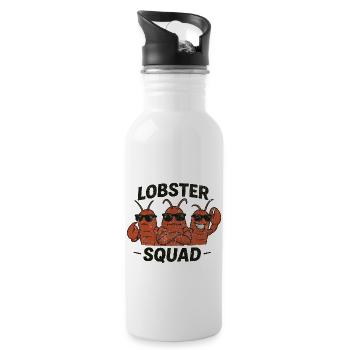 Lobster squad lustiges Hummer Design - Trinkflasche mit integriertem Trinkhalm - Weiß - Rechts