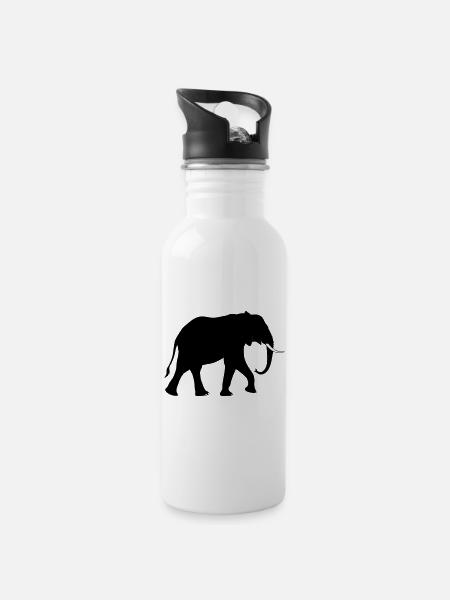 Geometric Solar Eclipse Abstract Print - Water bottle with straw - white